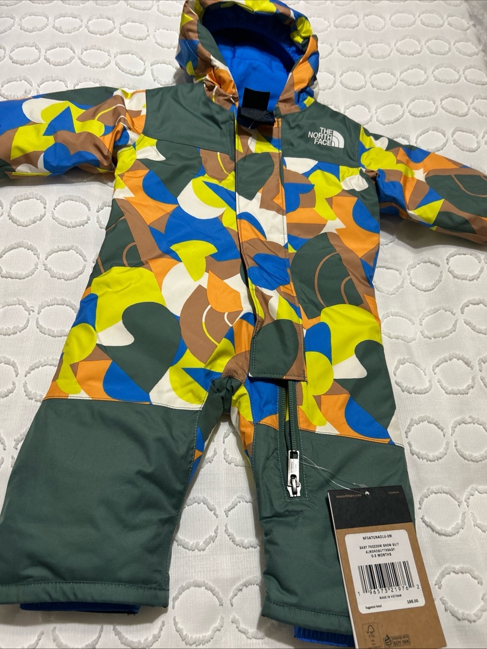The North Face Baby Freedom Snowsuit Toddler Green Blue Orange 0-3 M NEW Puffer